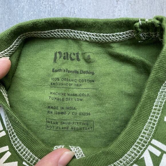Pact Pajama Top Kids‎ Organic Cotton Green Birch Christmas Tree Size 8 - Picture 3 of 4